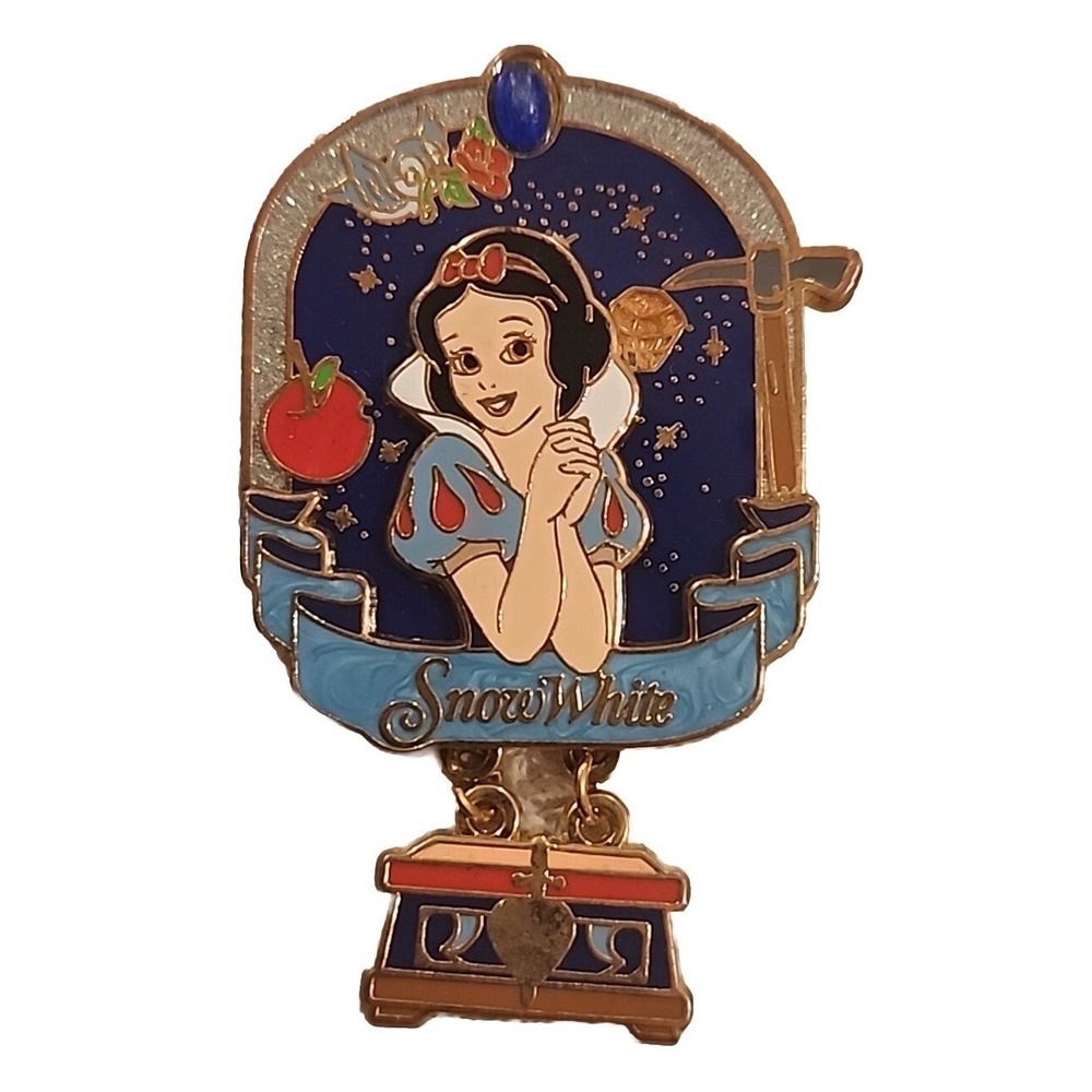 Vintage Disney Pin Snow White Princess Icon Dangle Huntsman Blue Jewel 46530